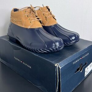 Tommy Hilfiger Men's Navy and Tan Rain Boots